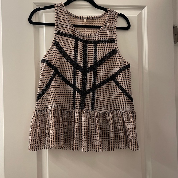 Free People Tops - Free People Cream Pleated Peplum Tank Top